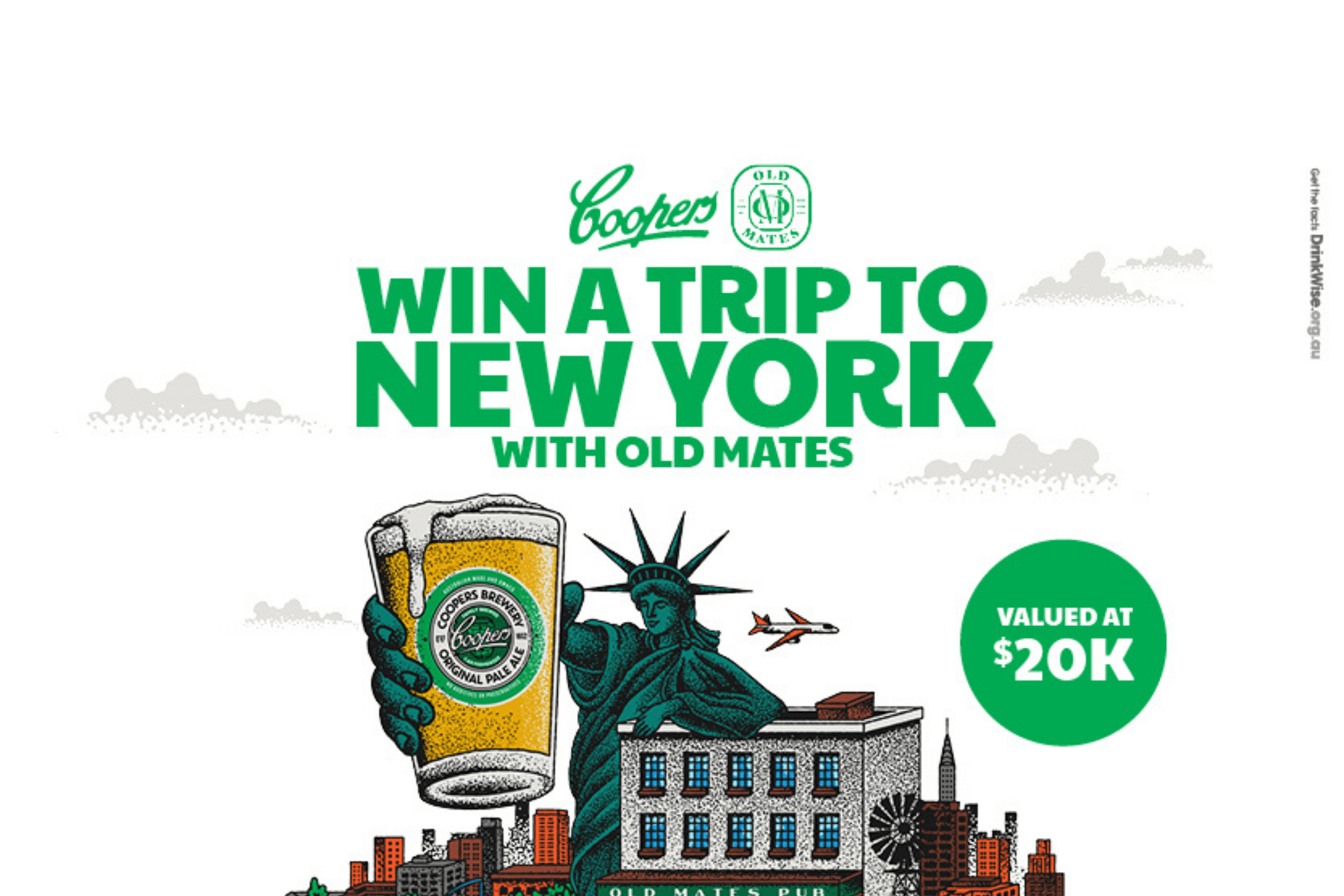 Win a $20,000 prize package to New York with Coopers and Old Mates pub